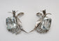 Vintage 18k White Gold Aquamarine & Diamond Earrings, 35.4g