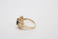 14k Yellow Gold Sapphire & Diamond Cocktail Ring, Size 10 - 5.8g