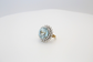 18k Gold Aquamarine & Diamond Cocktail Ring, Size 7 - 20.6g