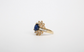 14k Yellow Gold Sapphire & Diamond Cocktail Ring, Size 10 - 5.8g