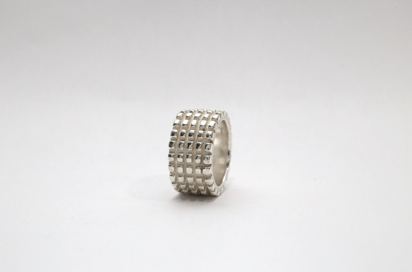 Sterling Silver Studded Ring, Size 6 - 13.8g