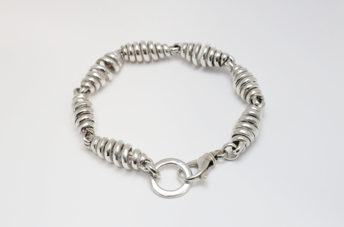 Sterling Silver Coil Link Bracelet, 9.75 inches - 69.6g