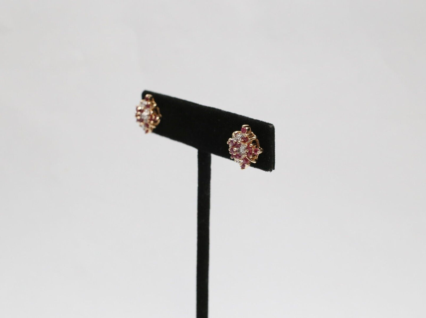 Towne & Country 14k Yellow Gold Ruby & Diamond Stud Earrings - 3.8g