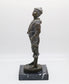 Vintage Bronze Whistling German Boy Sculpture, Signed V. Szczeblewski