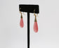 18k Yellow Gold Rose Quartz Dangle Drop Earrings, 7.7g