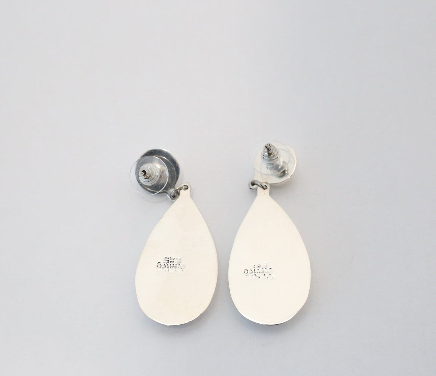 Mexico Sterling Silver Abalone Shell Dangle Earrings, 18.4g