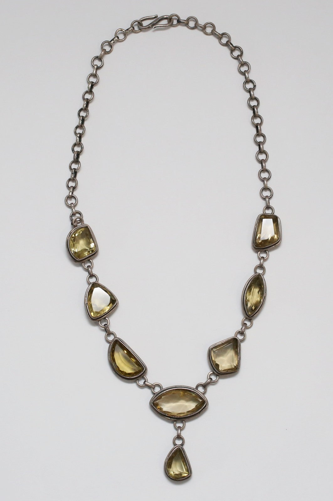 Vintage Sterling Silver Gemstone Necklace, 17.5 inches - 39.6g