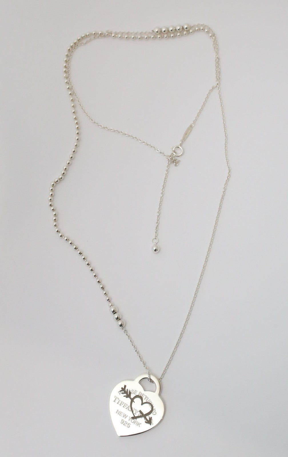 Tiffany & Co Sterling Silver "Return to Tiffany" Heart Arrow Necklace, 28 inches
