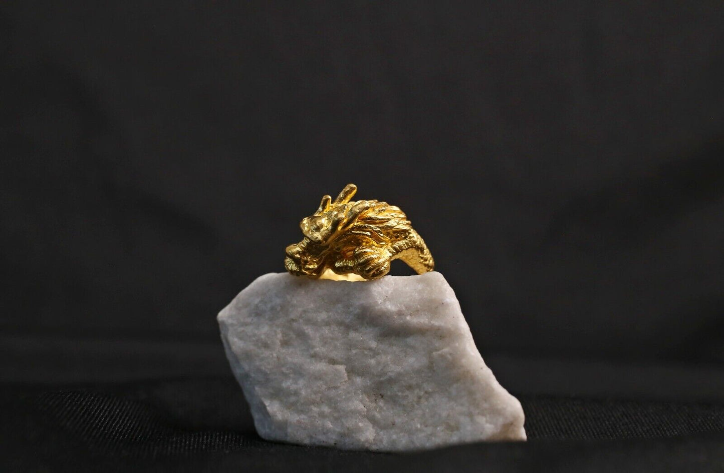 24k Solid Yellow Gold Dragon Ring, Size 11 - 18.1g