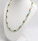 14k Yellow Gold Icy Green Translucent Jade Bar Link Necklace, 17 inches - 24.3g
