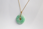 14k Yellow Gold Round Chinese "Good Fortune" Jade Pendant, 9.2g