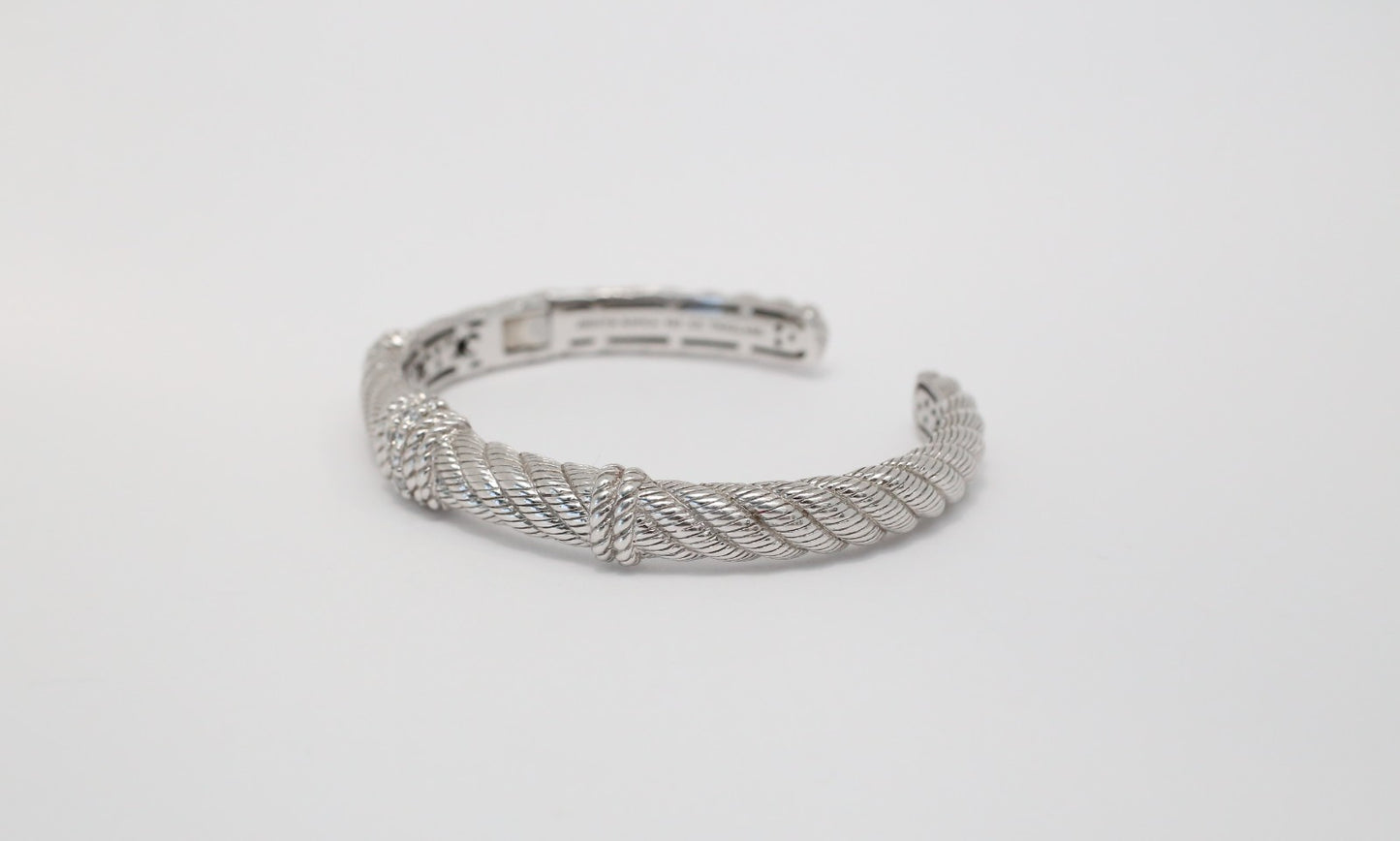 Judith Ripka Sterling Silver Twisted Rope Cuff Bracelet, 6.5 inches - 24.0g