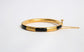 Vintage 21k Yellow Gold Chinese Black Jade Hinge Bangle Bracelet, 7 inches - 17.9g