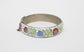 Vintage Sterling Silver Floral Enamel Hinge Bangle, 7.5 inches - 23.8g