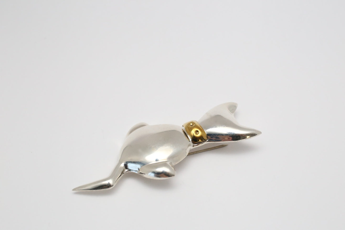 Vintage Sterling Silver Sitting Cat Brooch, 17.7g