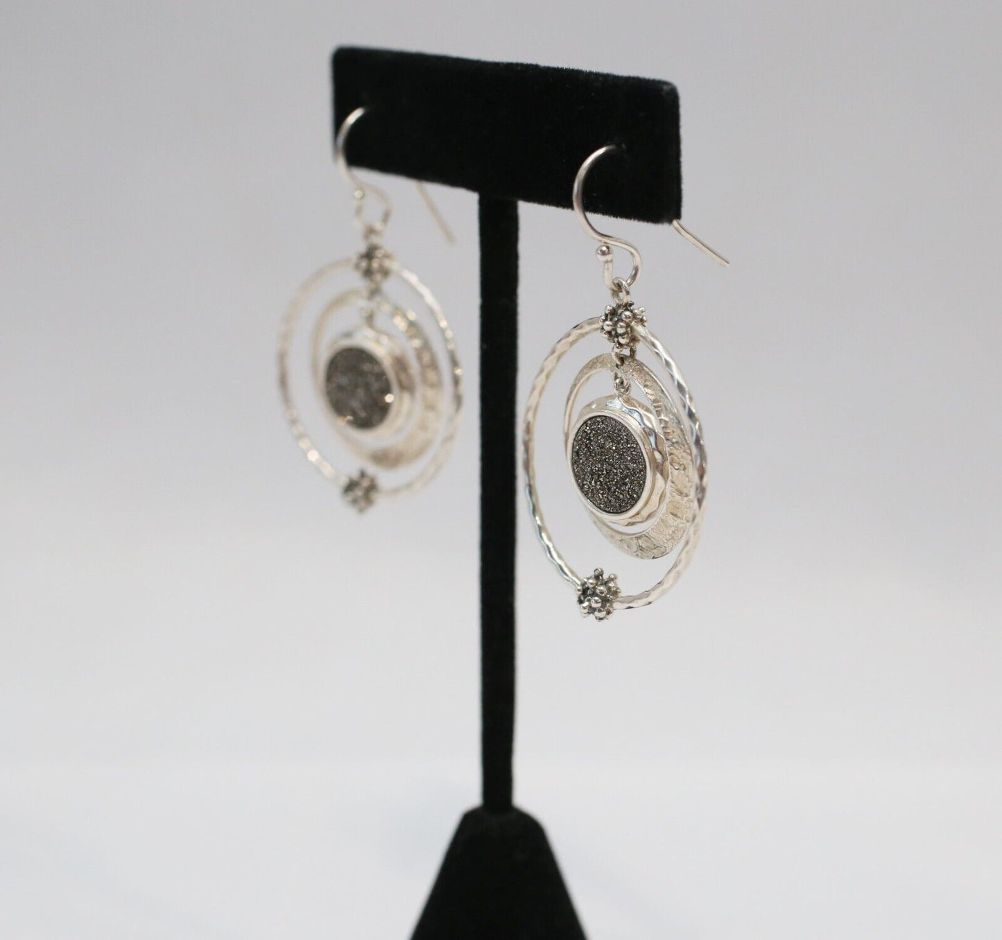 Michael Dawkins Sterling Silver Dangle Tri-Circle Earrings, 11.7g