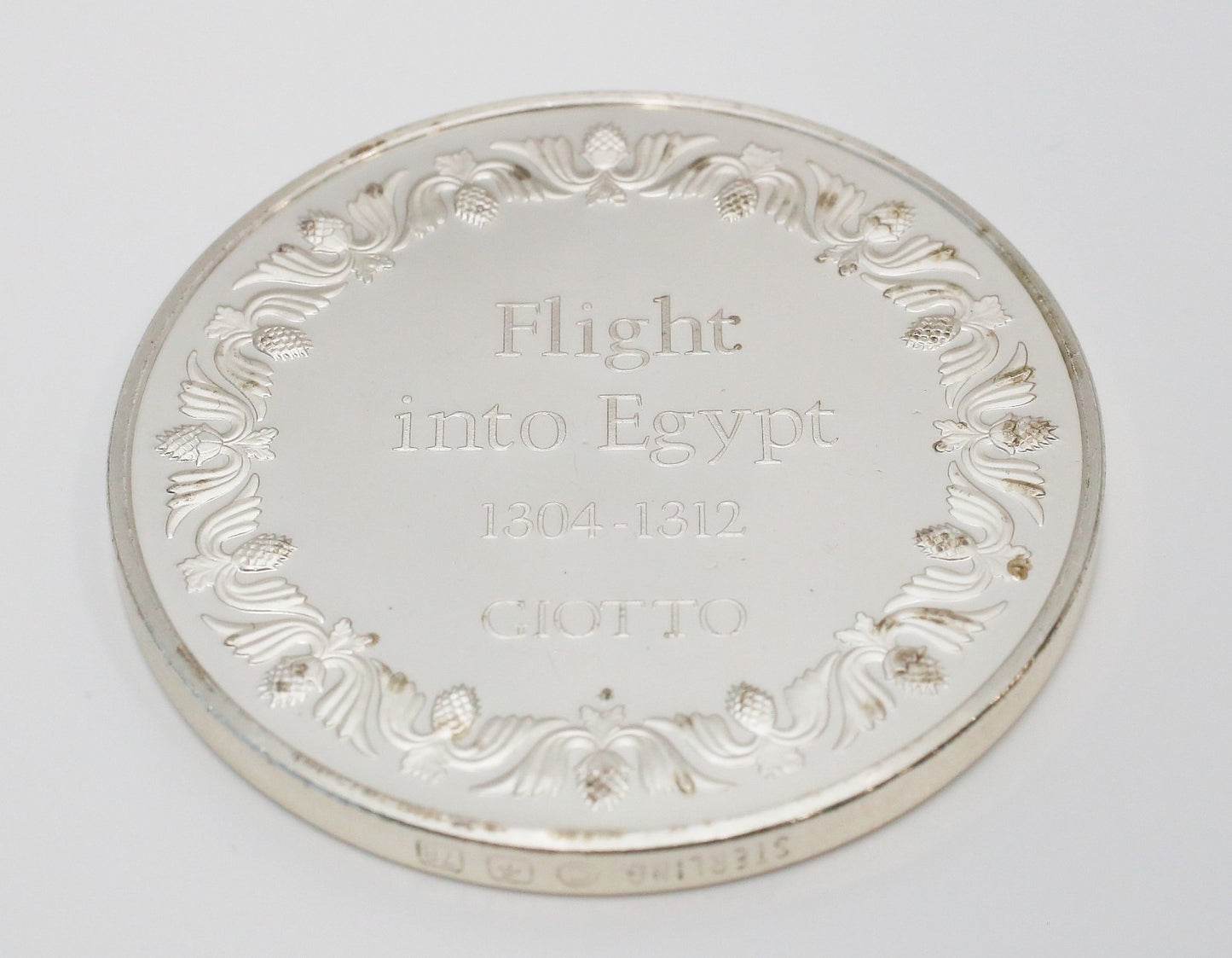 Sterling Silver Medal Proof La Fuite en Egypte Donkey, Flight of Egypt by Giotto 1304-1312, 65.0g