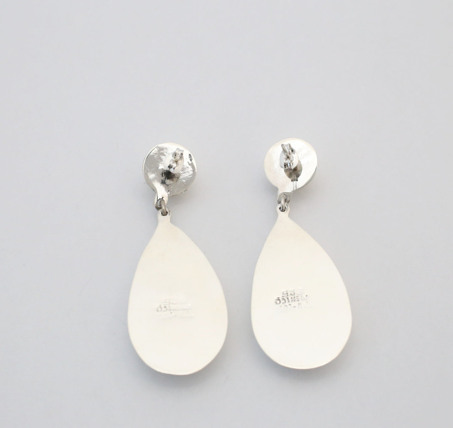 Mexico Sterling Silver Abalone Shell Dangle Earrings, 17.4g