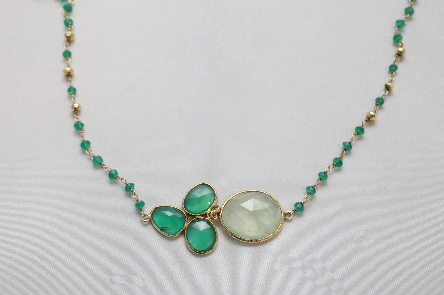 Vintage Gold-Tone Sterling Silver Long Beaded Necklace, 46 inches - 33.8g