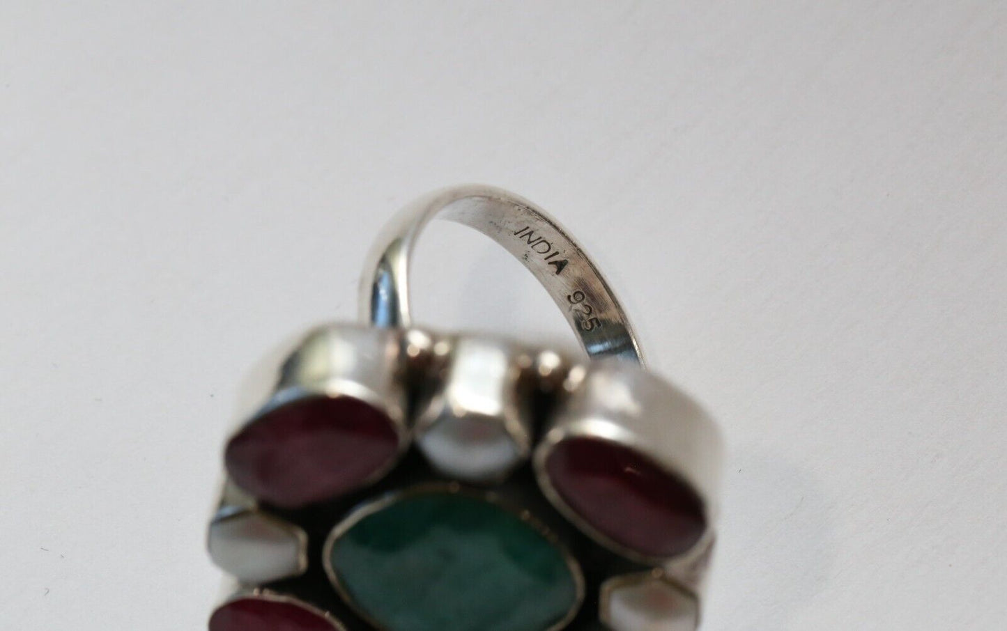Handmade Sterling Silver Multi Gemstone Ring, Size 10 - 15.9g