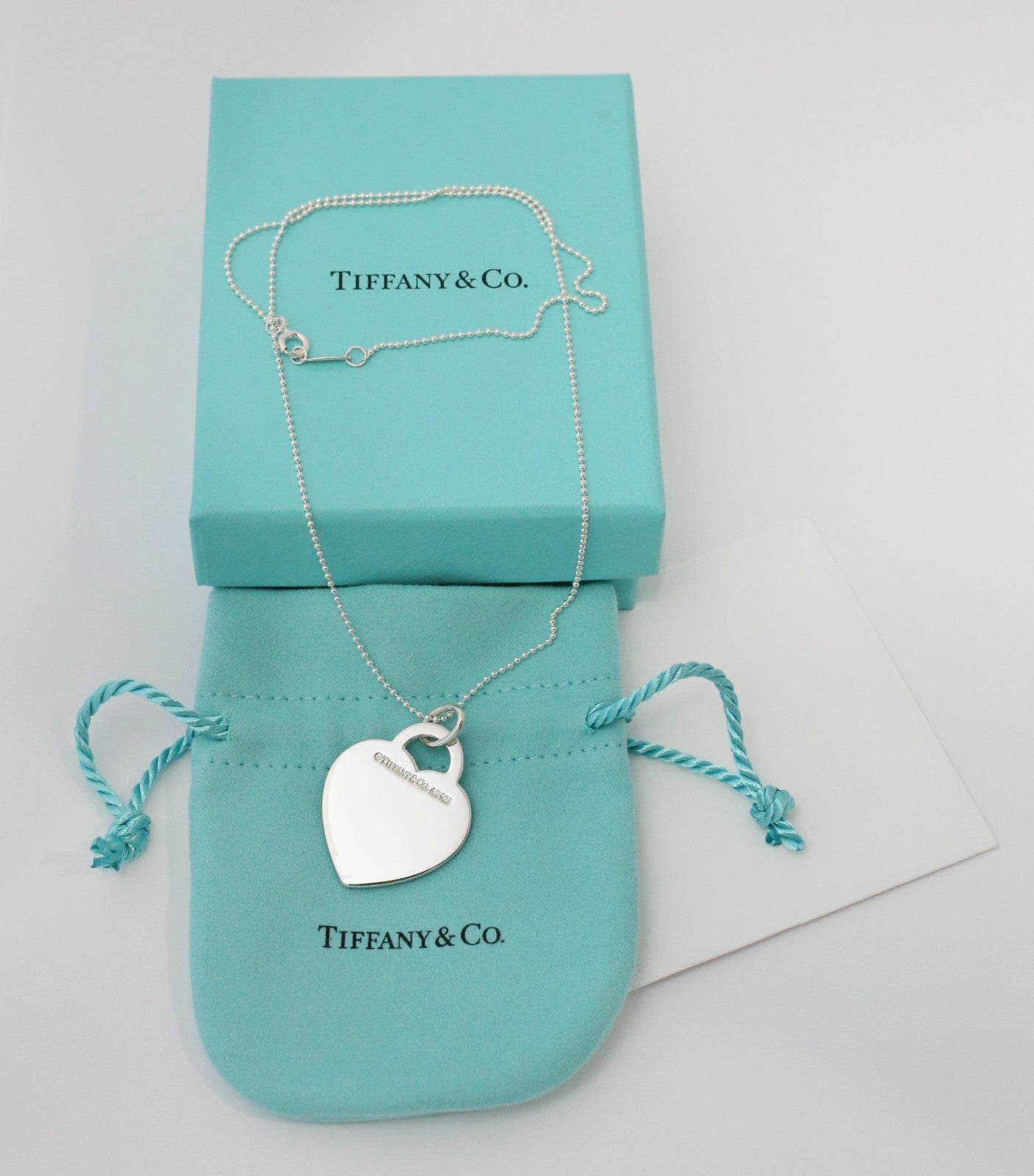 Tiffany & Co. Sterling Silver Blue Splash Heart "Please Return to Tiffany" Necklace, 18 inches
