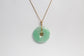 14k Yellow Gold Round Chinese "Good Fortune" Jade Pendant, 9.2g