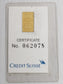 Valcambi Credit Suisse 1 Gram 999.9 Gold Bar