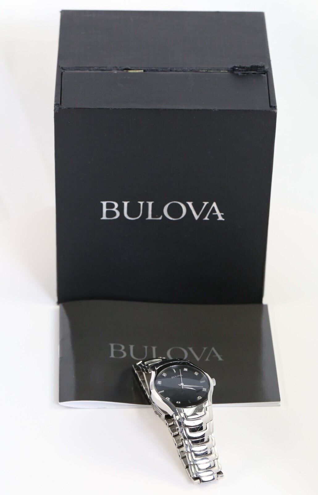 Bulova 96D117 Women's Stainless Steel 28mm Black Dial Quartz Watch