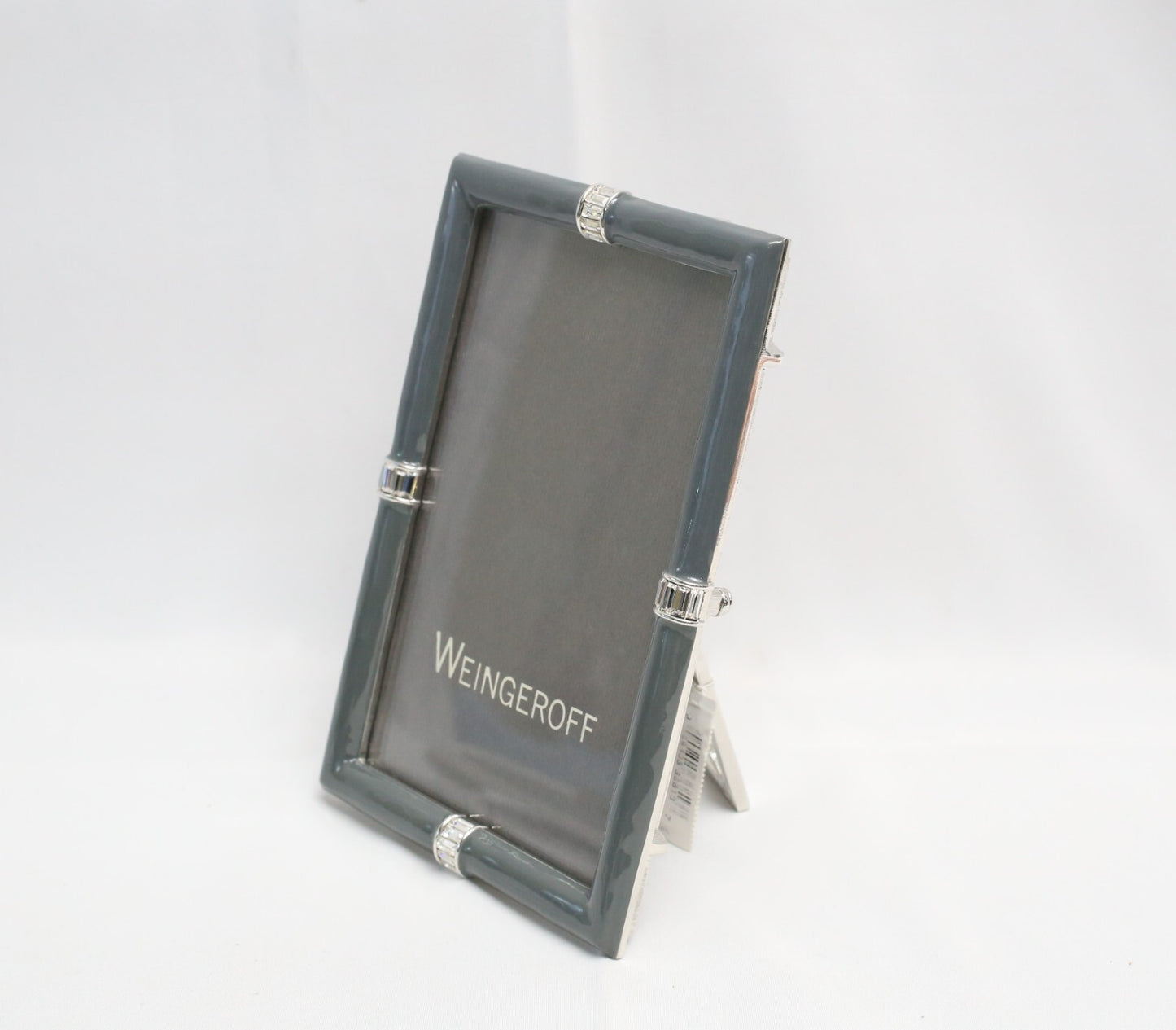 Weingeroff Gray Enamel 4.5in x 6.5in Picture Frame w/ Swarovski Crystals