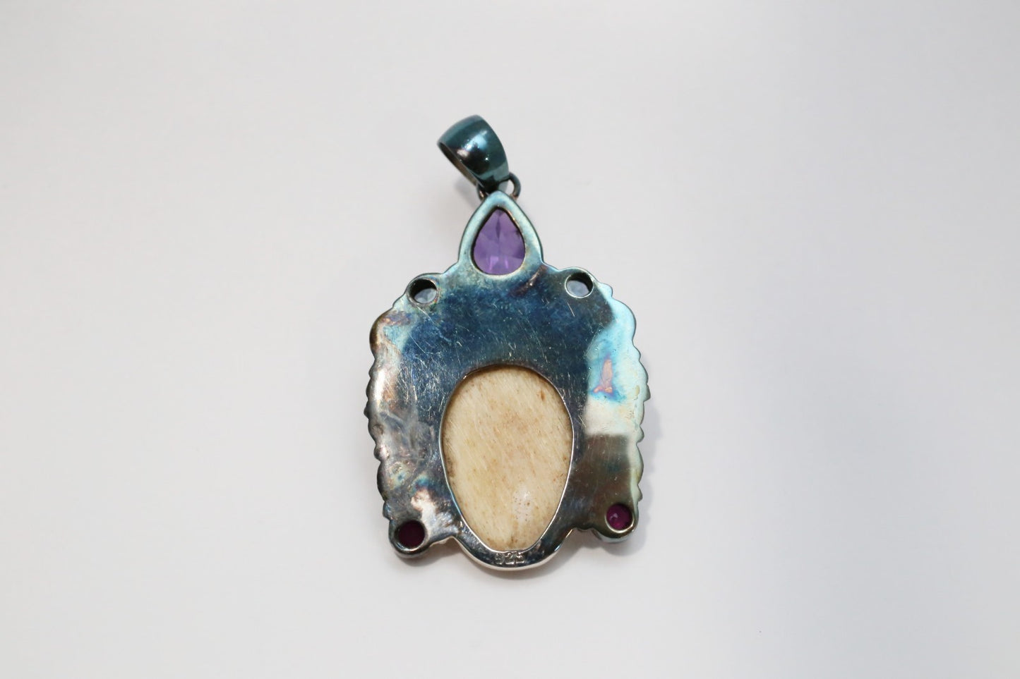 Vintage Sterling Silver Carved Face Pendant, 12.5g