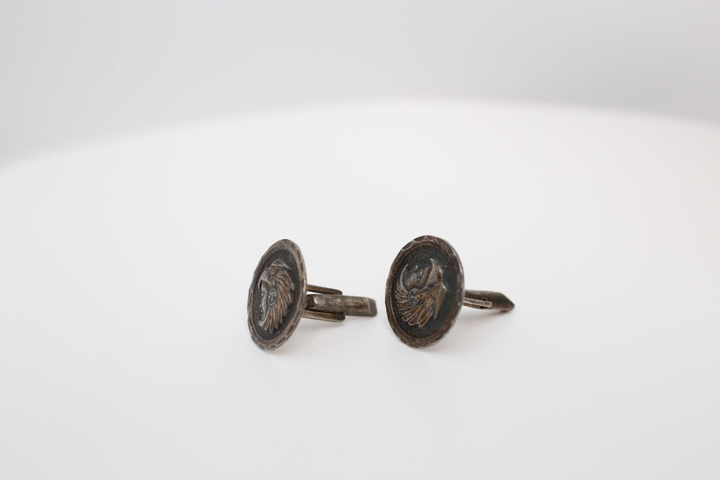 Vintage Sterling Silver Aztec Warrior Cufflinks, 14.2g