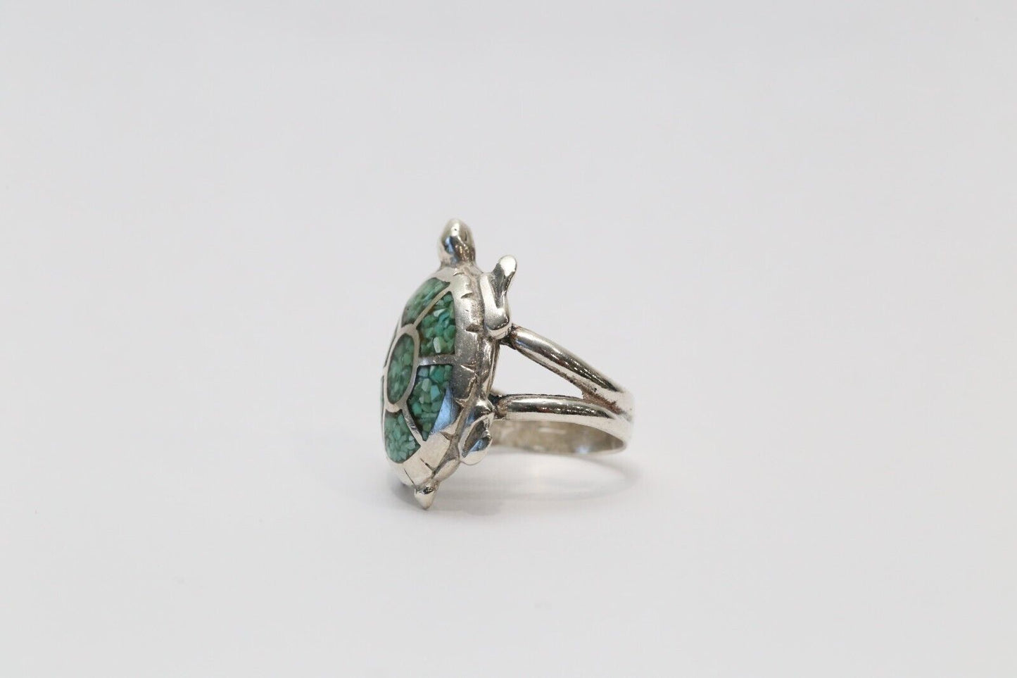 Sterling Silver Turquoise Turtle Ring, Size 7 - 9.5g