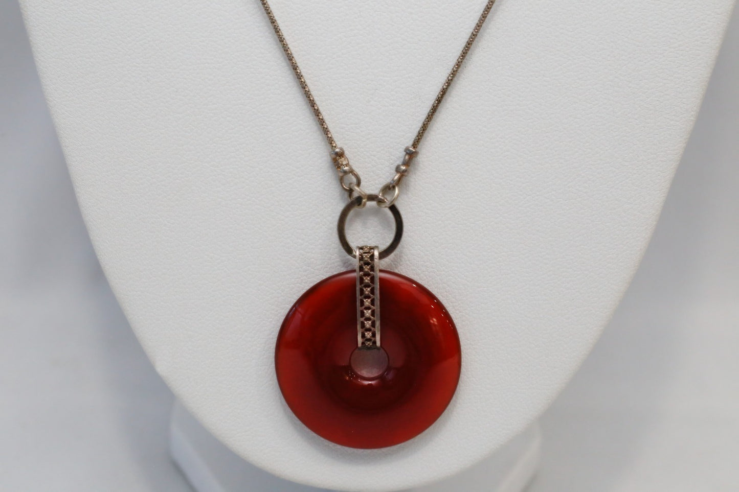 Vintage Magnolia Sterling Silver Link Necklace, 17 inches - 13.7g