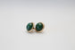 14k Yellow Gold Malachite Stud Earrings, 4.7g