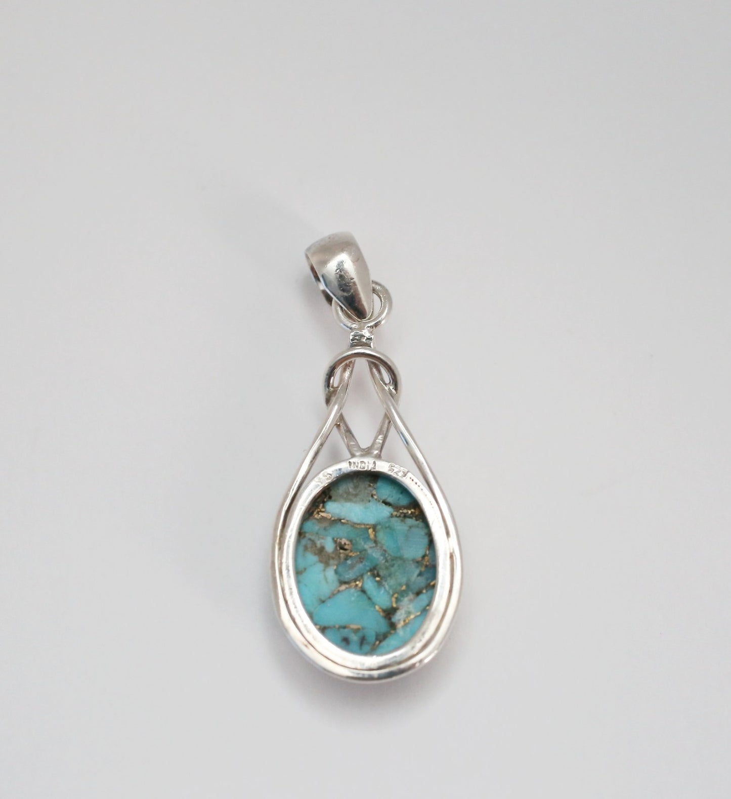 Sterling Silver Turquoise Teardrop Pendant, 4.6g