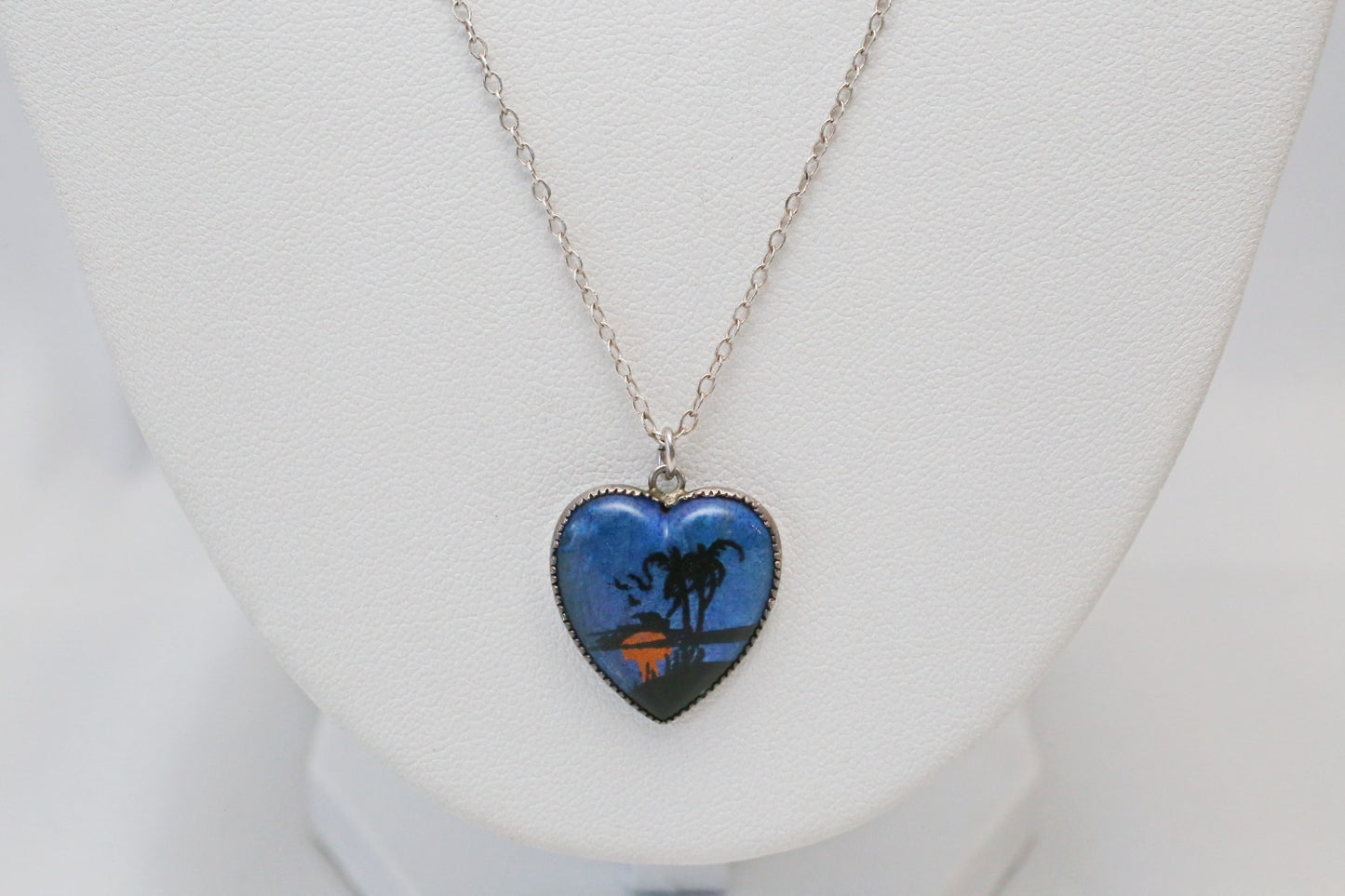 Hoffman Sterling Silver Sunset Heart Pendant Necklace, 18 inches - 2.9g