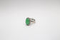 14k White Gold Imperial Jade & Diamond Ring, Size 6.75 - 9.0g