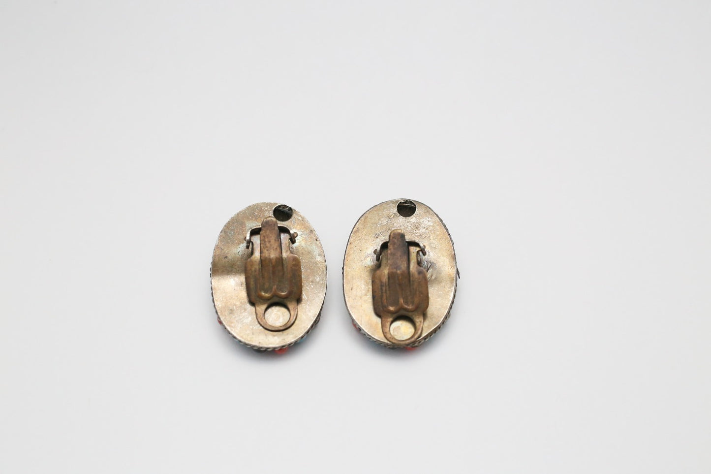 Vintage Oval Clip On Earrings, 16.4g