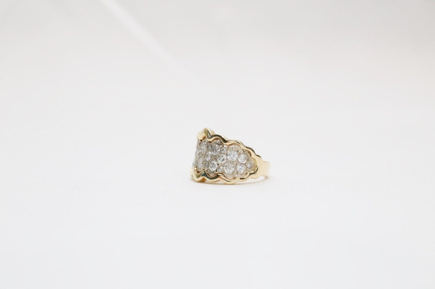 14k Yellow Gold Diamond Cluster RIng, Size 8.5 - 10.7g