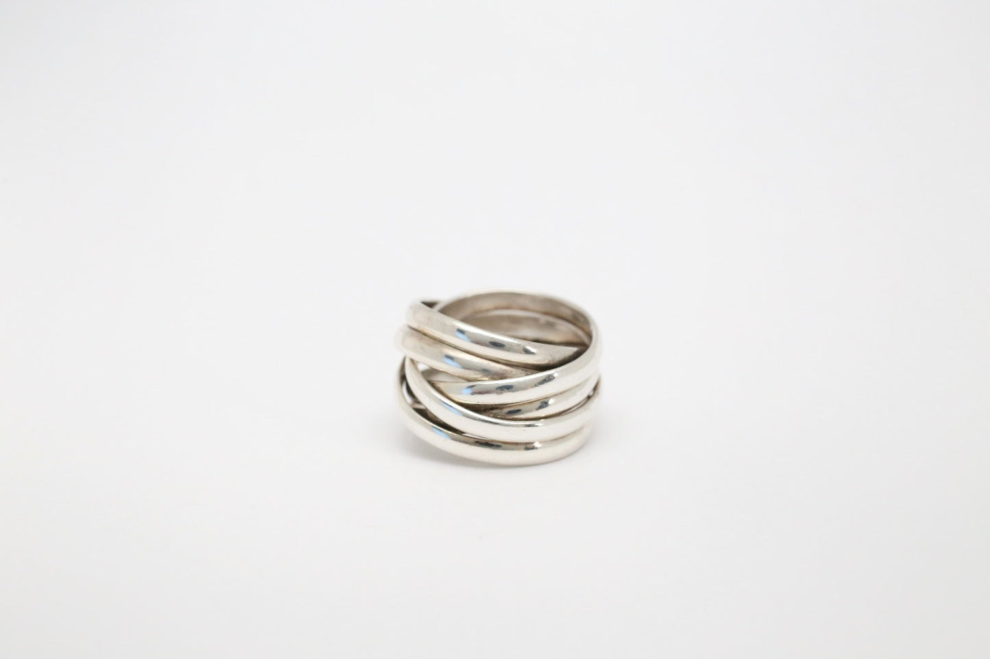 Sterling Silver Multi-Band Crossover Ring, Size 7 - 9.5g