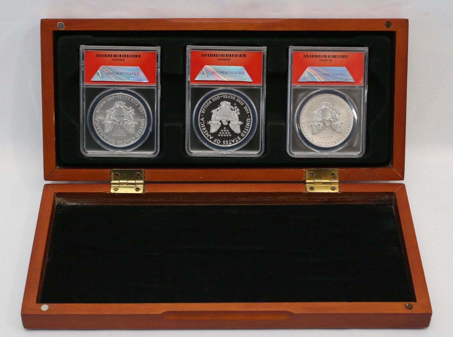 2008 ANACS MS70, PR70, SP70, American Silver Eagle New Die Variety 3 Coin Set