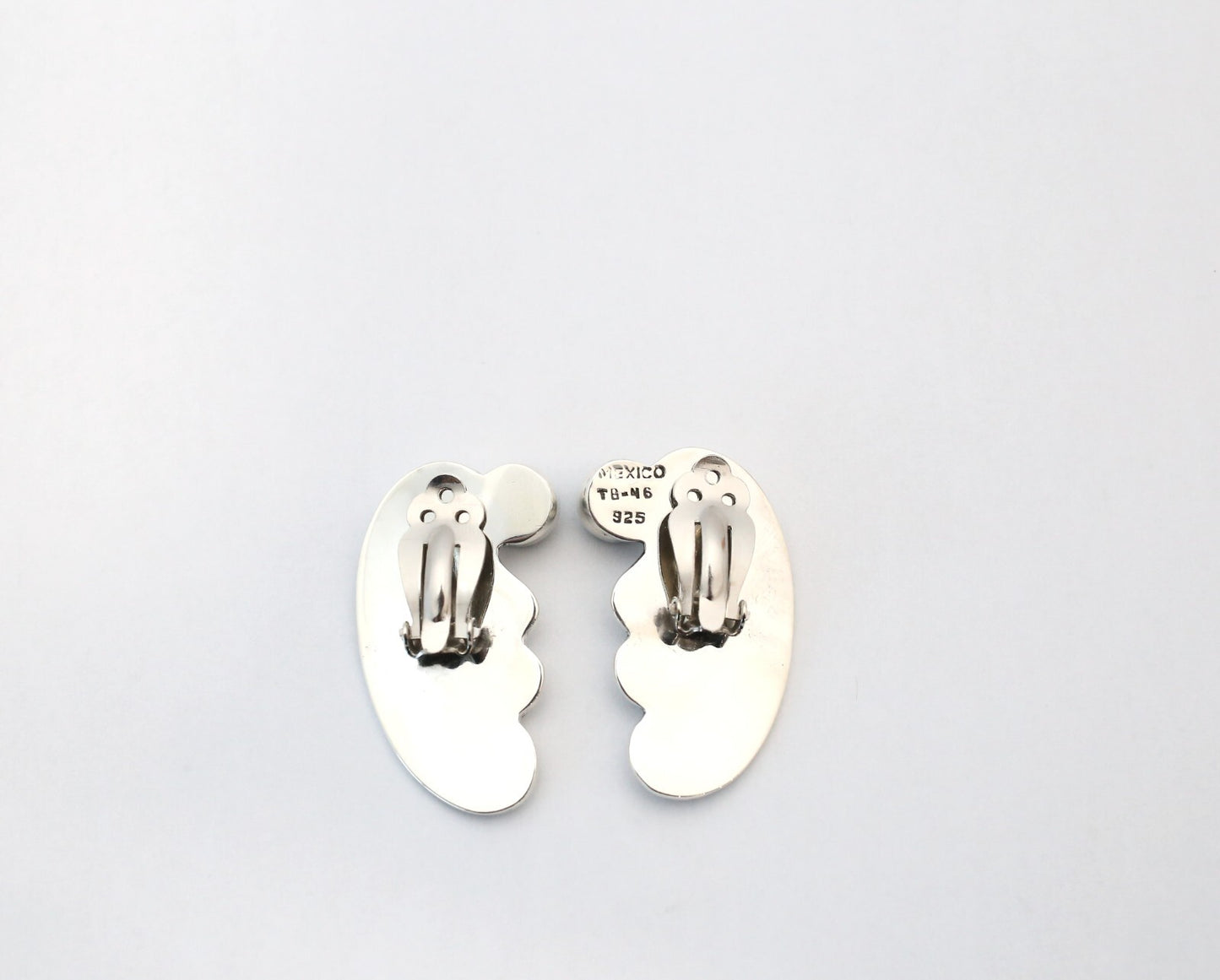 Mexico Sterling Silver Crushed Turquoise Winged Clip-On Earrings, 18.4g