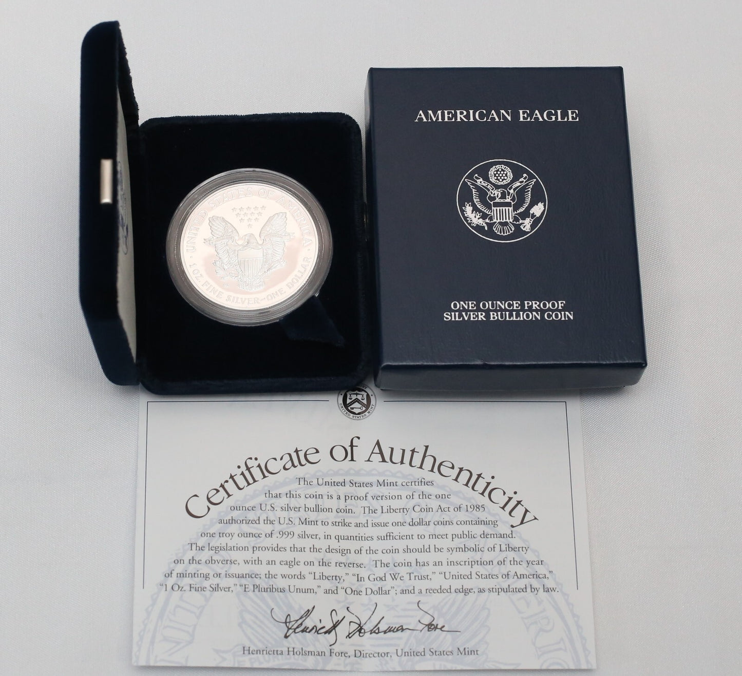2003 W American Eagle 1oz Silver Proof Coin w/ Case, Box & COA