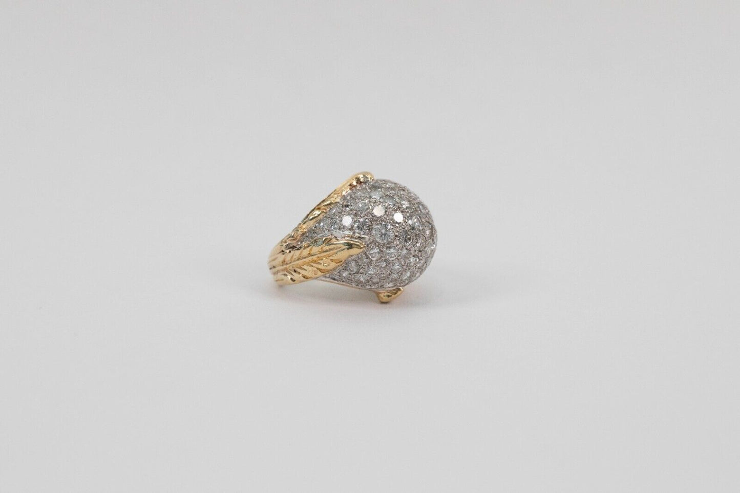 18k Yellow Gold & Platinum Diamond Dome Ring, Size 5.25 - 16.0g