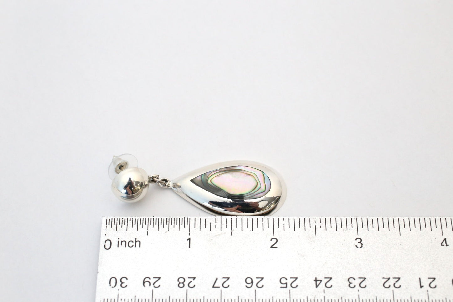 Mexico Sterling Silver Abalone Shell Dangle Earrings, 18.4g