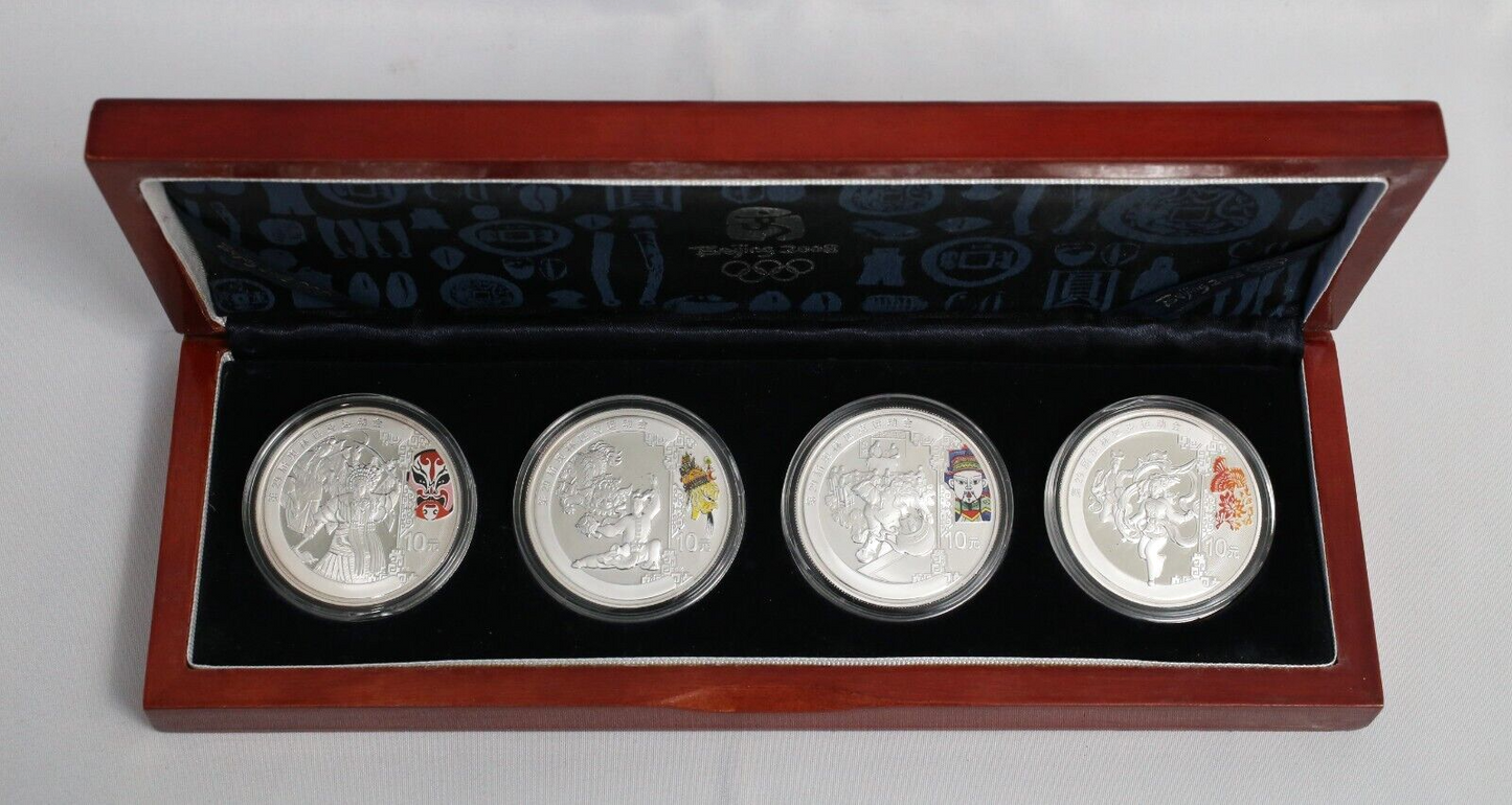 China 2008 Beijing Olympic Series I Silver Coin 4pc Set with Box & COA