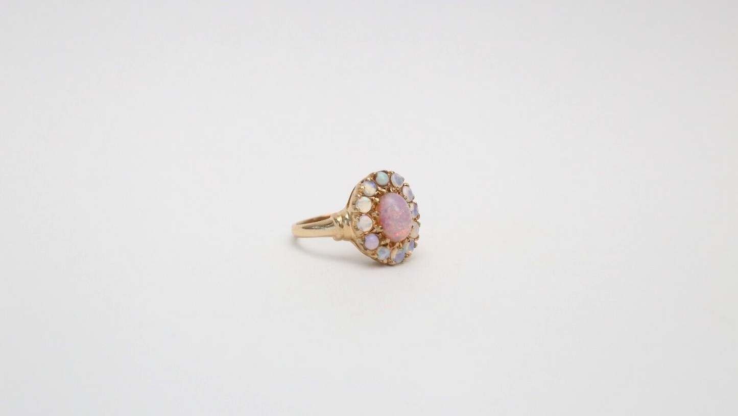 14k Yellow Gold Opal Ring, Size 4.75 - 3.1g