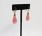 18k Yellow Gold Rose Quartz Dangle Drop Earrings, 7.7g