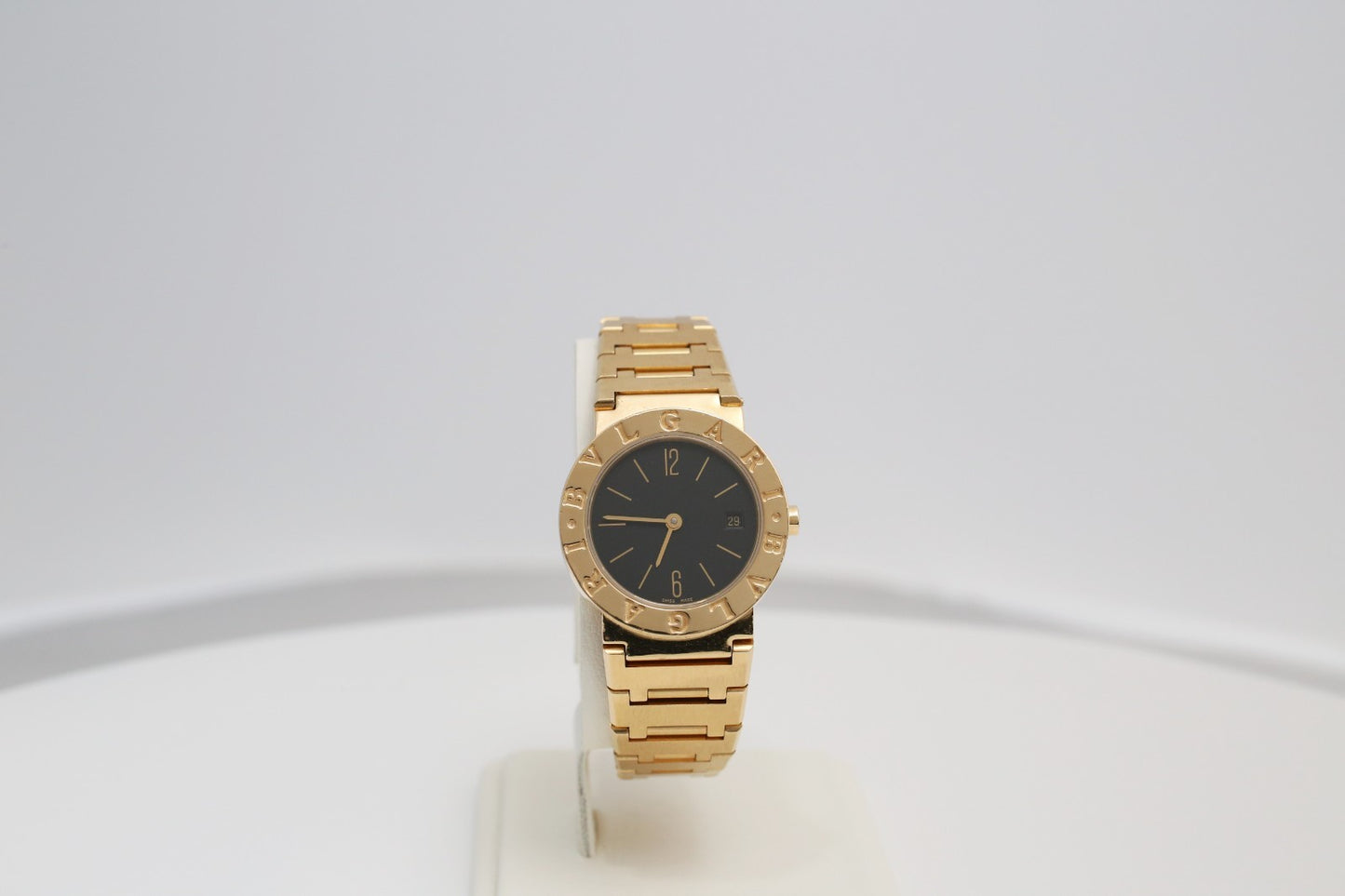 Bvlgari Diagono 18k Yellow Gold Ladies Black Dial 26mm BB26GG Watch, 93.5g