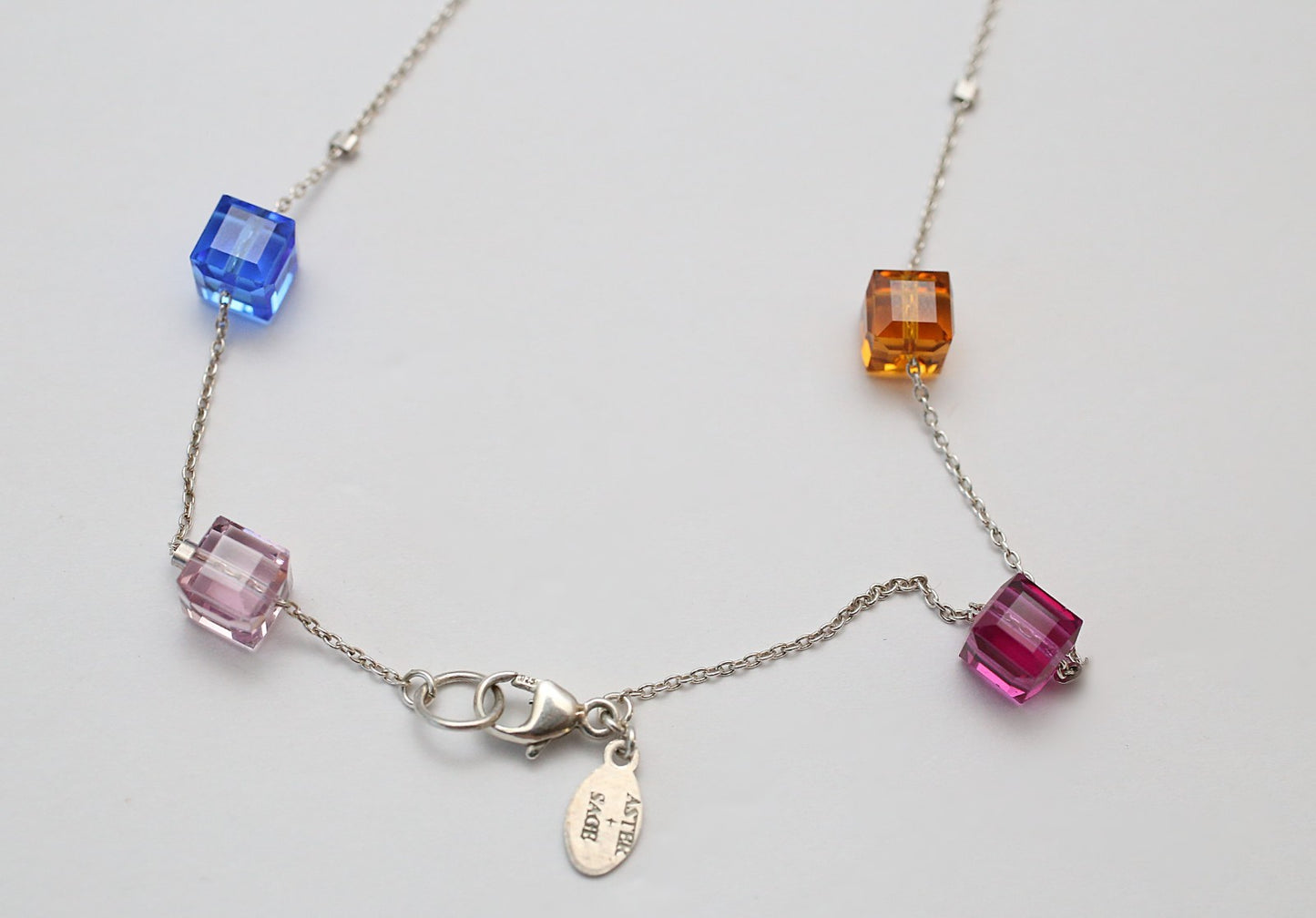 Aster & Sage Sterling Silver Beaded Cubed Necklace, 18 inches - 7.8g